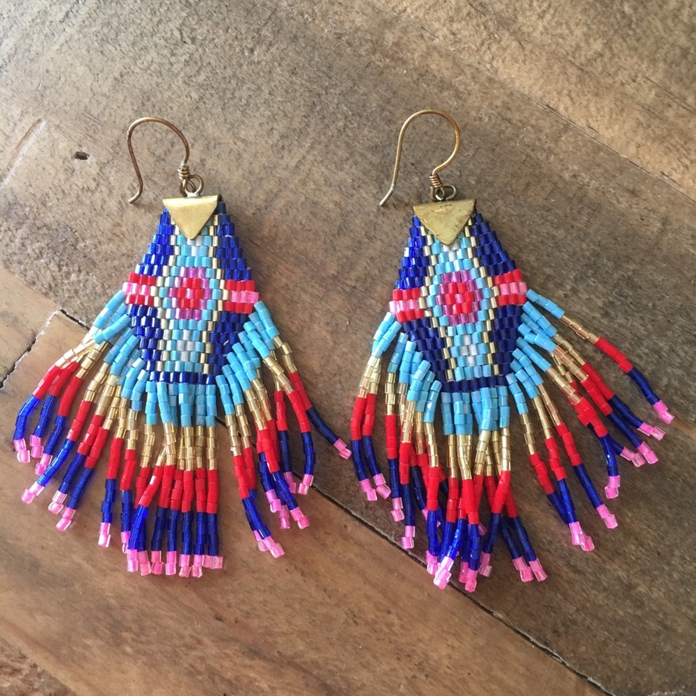 Beaded fringe earrings